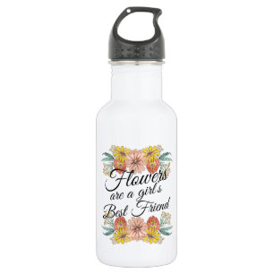 Flowers Are a Girls Best Friend - Zinnia Art 532 Ml Water Bottle