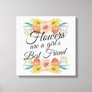 Flowers Are a Girls Best Friend - Zinnia Art Canvas Print