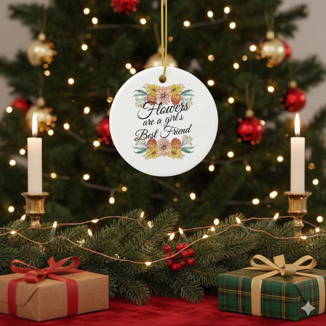 Flowers Are a Girls Best Friend - Zinnia Art Ceramic Tree Decoration (Creator Uploaded)