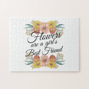 Flowers Are a Girls Best Friend - Zinnia Art Jigsaw Puzzle