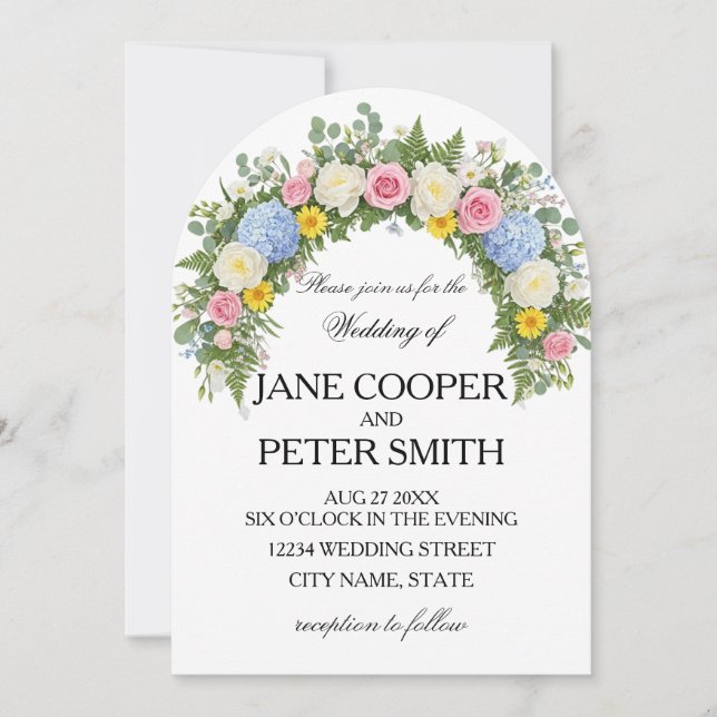 Flowers arrangement Budget Wedding Invitation (Front)