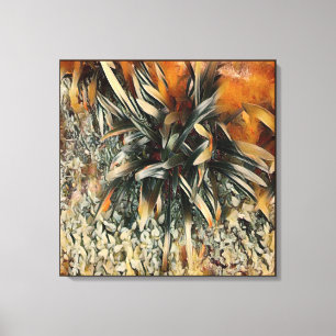 Flowers Art Brown Trimming Canvas Print