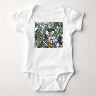 Flowers, art deco, modern, seamless. baby bodysuit