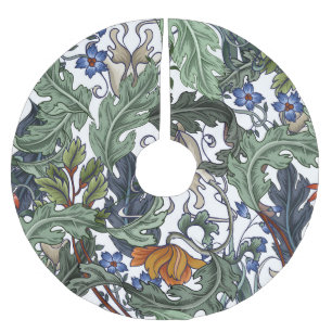 Flowers, art deco, modern, seamless. brushed polyester tree skirt