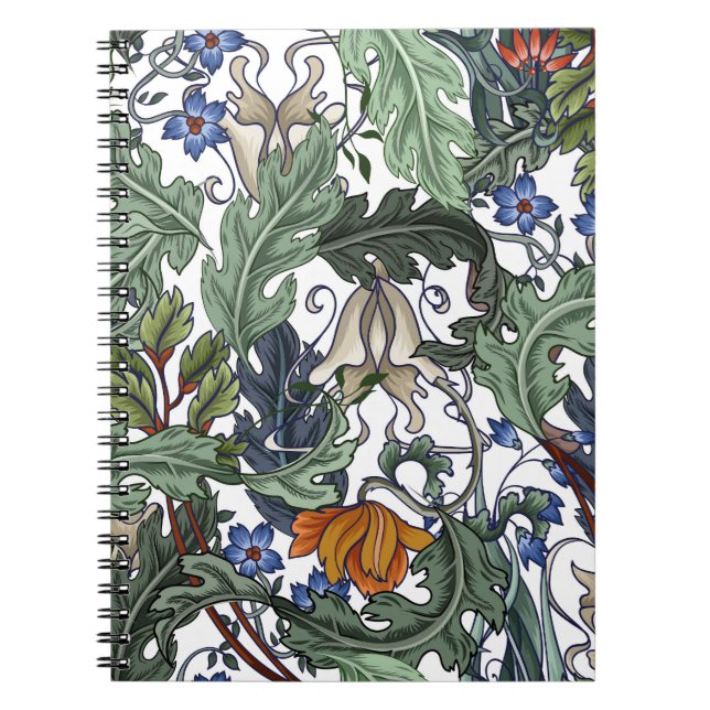 Flowers, art deco, modern, seamless. notebook (Front)