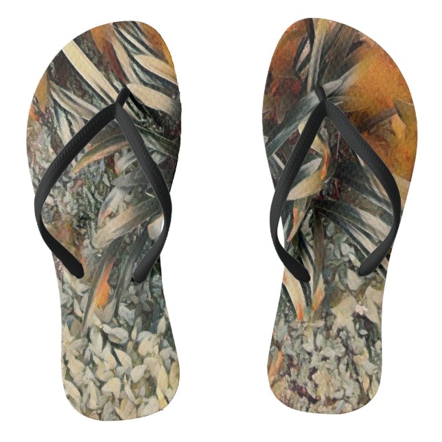 Flowers Art Flip Flops (Footbed)