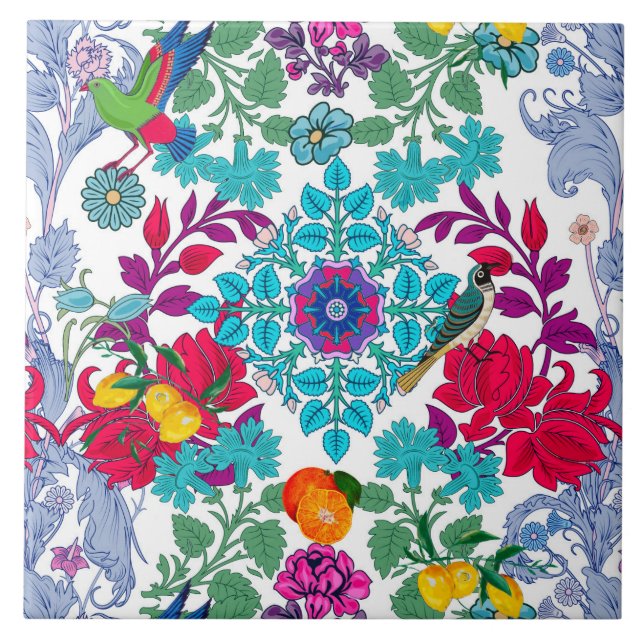 Flowers,art nouveau ,William Morris style    Tile (Front)