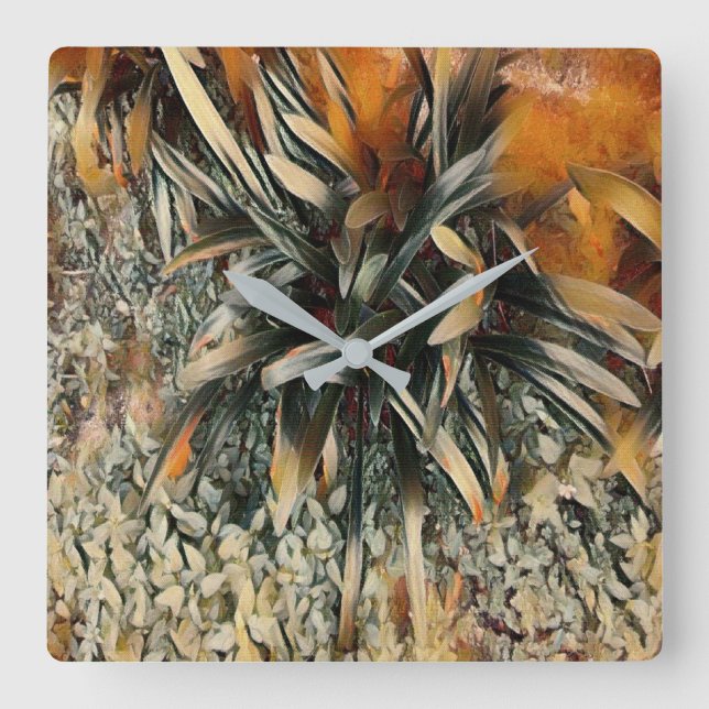 Flowers Art Square Wall Clock (Front)