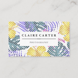 Flowers Artistic Pattern Diagonal Stripes Business Card