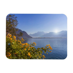 Flowers at Geneva lake, Montreux, Switzerland Magnet