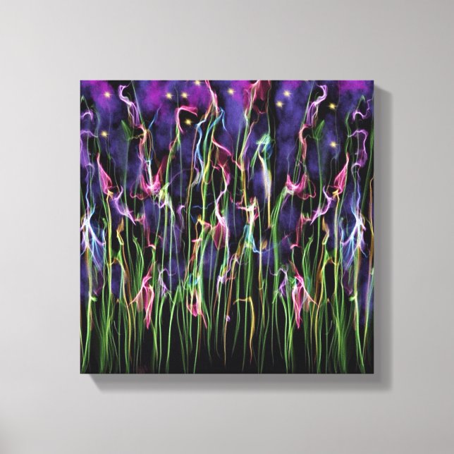 Flowers At Midnight Abstract Canvas Print (Front)