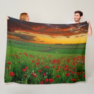 FLOWERS at SUNSET Fleece Blanket