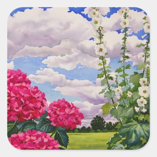 Flowers at the edge of a meadow 2008 square sticker (Front)