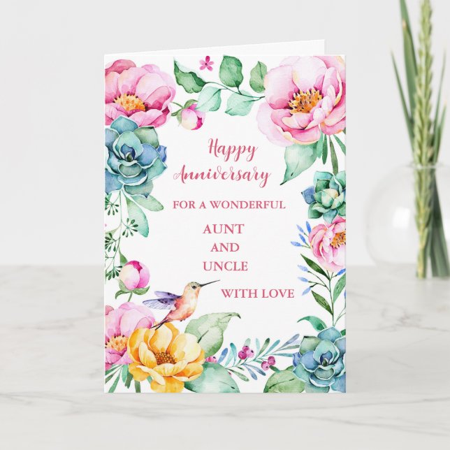 Flowers Aunt and Uncle Anniversary Card (Front)