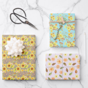 Flowers Autumn Fall Birthday Baby Shower Wedding Wrapping Paper Sheet