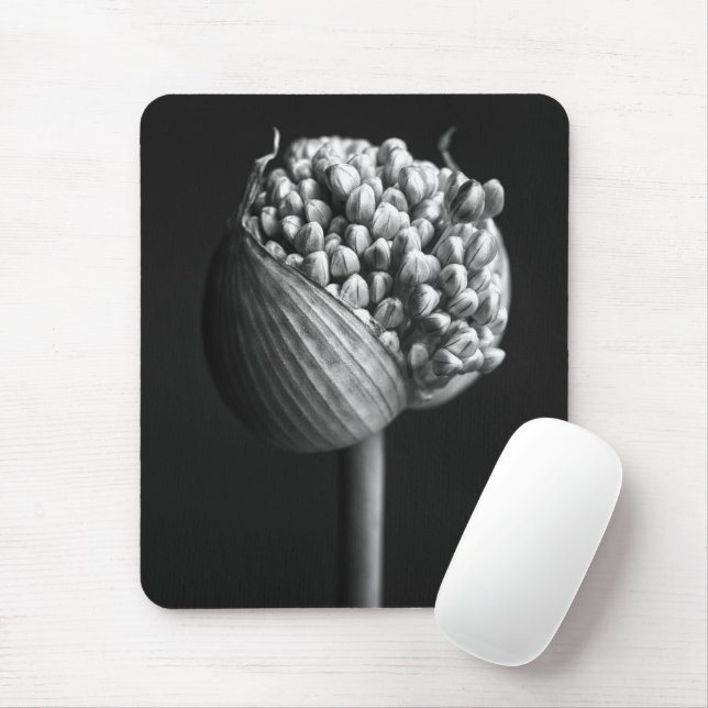 Flowers | B&W Allium Flower Bud Mouse Mat (With Mouse)