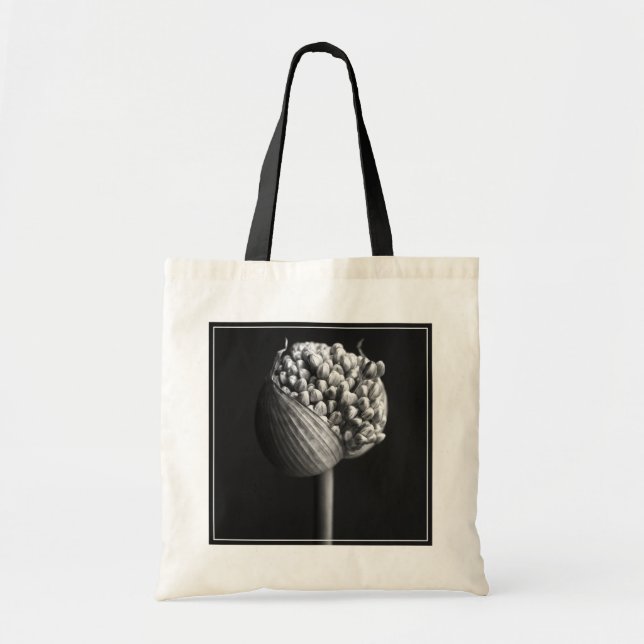 Flowers | B&W Allium Flower Bud Tote Bag (Front)