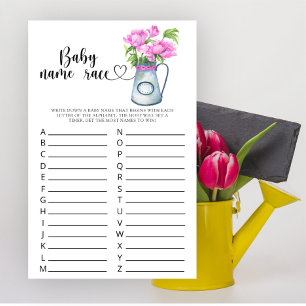 Flowers baby shower - Baby name race game