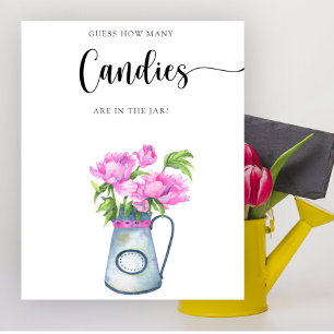 Flowers baby shower Guess how many candies Poster