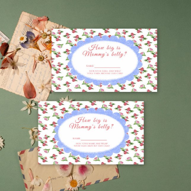 Flowers baby shower - How big is mommy's belly Enclosure Card (Creator Uploaded)