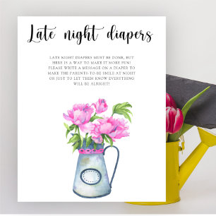 Flowers baby shower Late night diapers game Poster