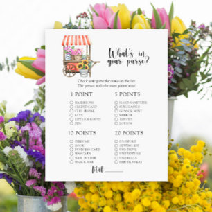 Flowers baby shower - What's in your purse game