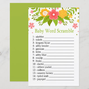 Flowers Baby word scramble game