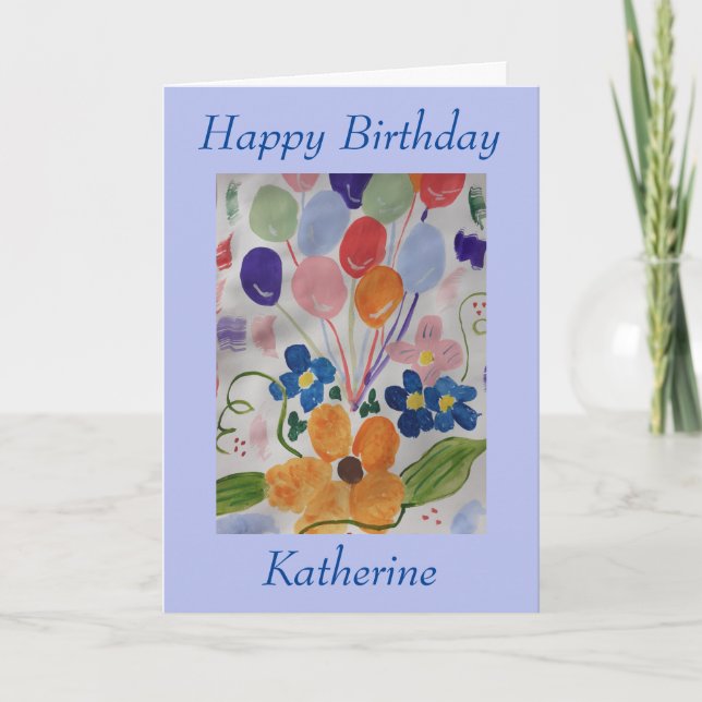 Flowers & Balloons Birthday Card (Front)