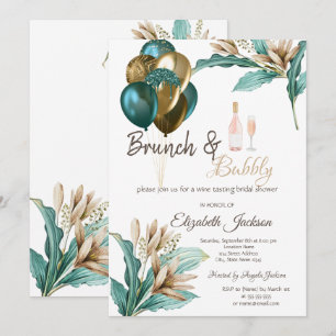 Flowers Balloons Brunch & Bubbly Bridal Shower  Invitation