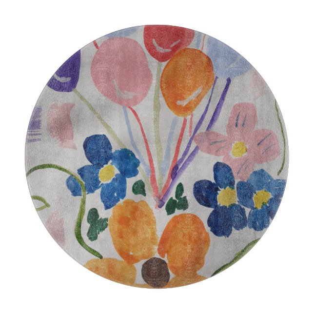 Flowers & Balloons Chopping Board (Front)