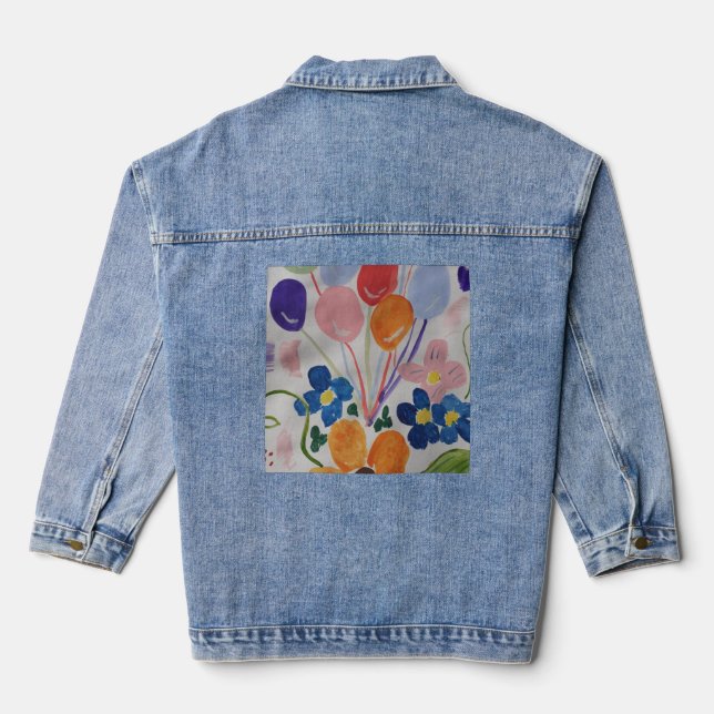Flowers & Balloons Denim Jacket (Back)