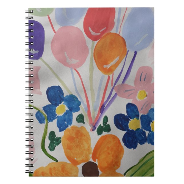 Flowers & Balloons Spiral Notebook (Front)