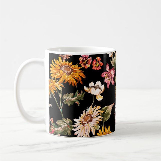 Flowers beautiful pattern seamless. Fabric texture Coffee Mug (Left)