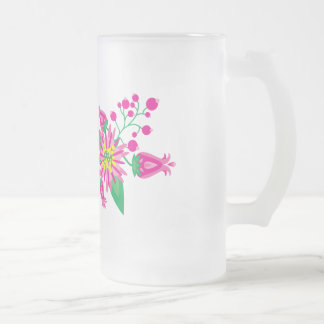 Flowers & Berries Frosted Glass Beer Mug
