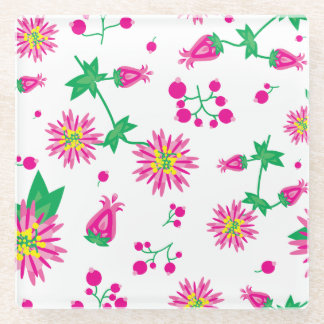 Flowers & Berries Glass Coaster