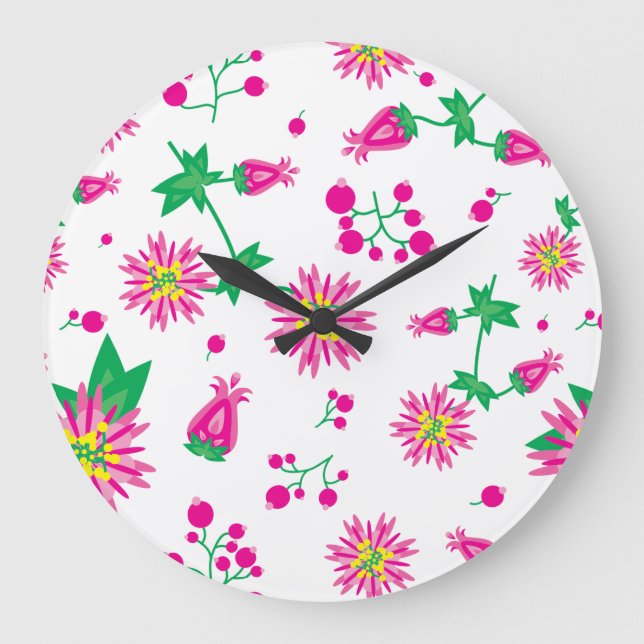 Flowers & Berries Large Clock (Front)