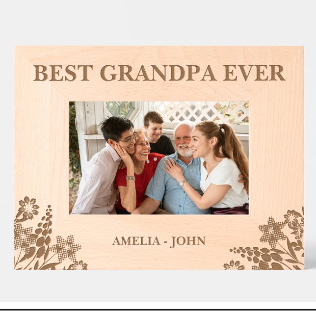 Flowers Best grandpa ever Custom Wood Frames (Creator Uploaded)