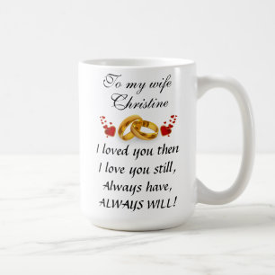 Flowers, big heart & add your wife's name message coffee mug
