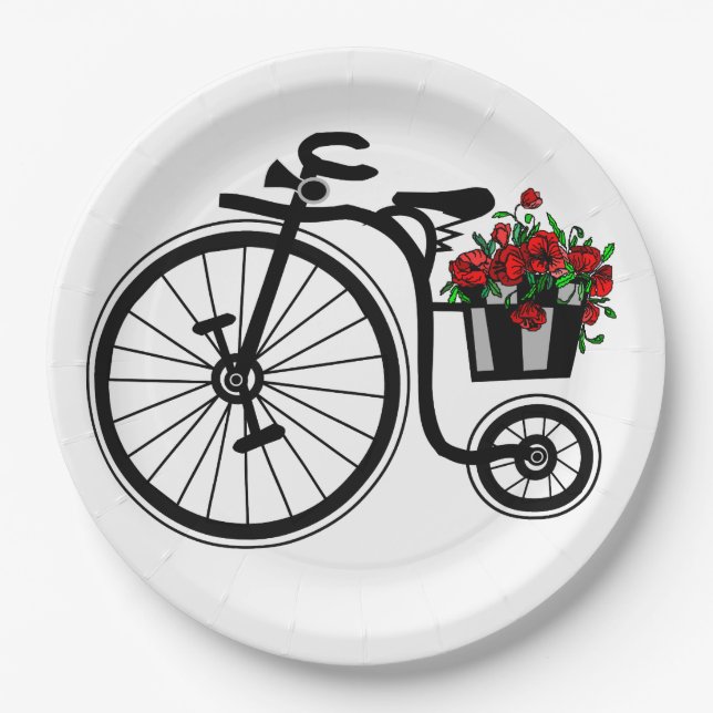 Flowers Bike Paper Plates (Front)
