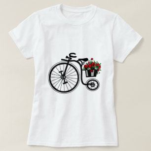 Flowers Bike T-Shirt Romantic - Painting
