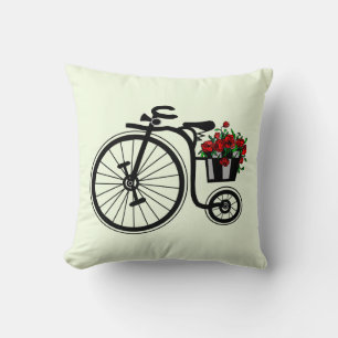 Flowers Bike Throw Pillow - Customisable