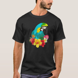 Flowers Bird  Jungle Animal Tropical Macaw Parrot T-Shirt