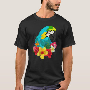 Flowers Bird Jungle Animal Tropical Macaw Parrot T-Shirt