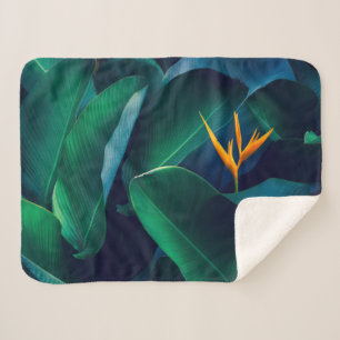 Flowers Bird of Paradise Sherpa Blanket