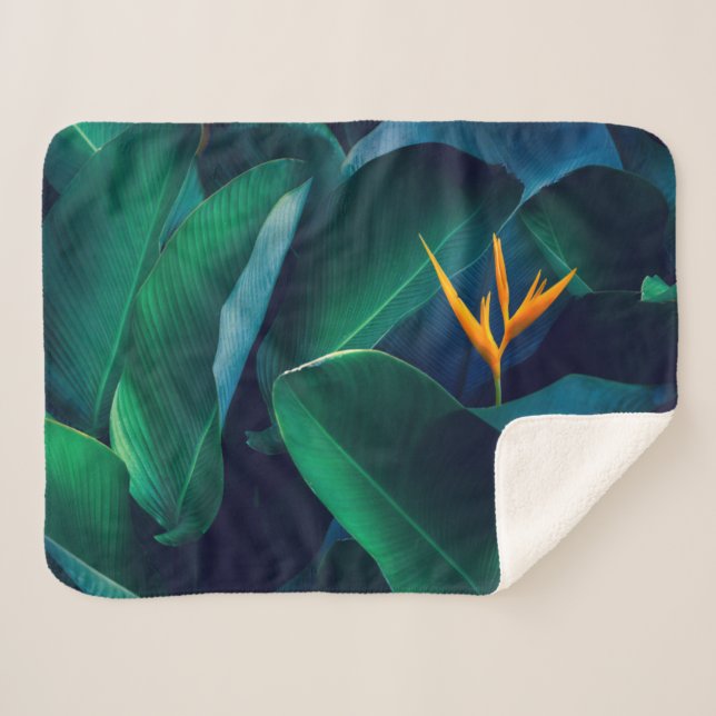 Flowers | Bird of Paradise Sherpa Blanket (Front (Horizontal))