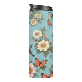 Flowers Birds And Butterflies Thermal Tumbler