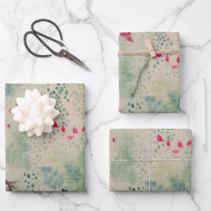 Flowers, Birds and Fish Wrapping Paper Sheet