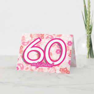 Flowers & Birds Bright Pinks 60th Birthday Card