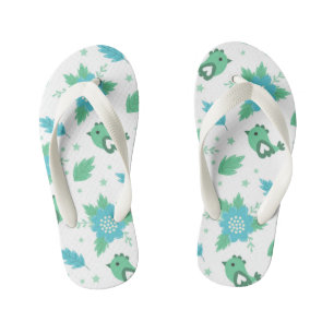 Flowers Birds Pattern Kid's Flip Flops