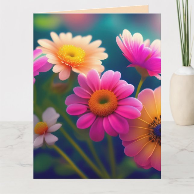 FLOWERS BIRTHDAY COLORFUL GREETING CARD (Front)